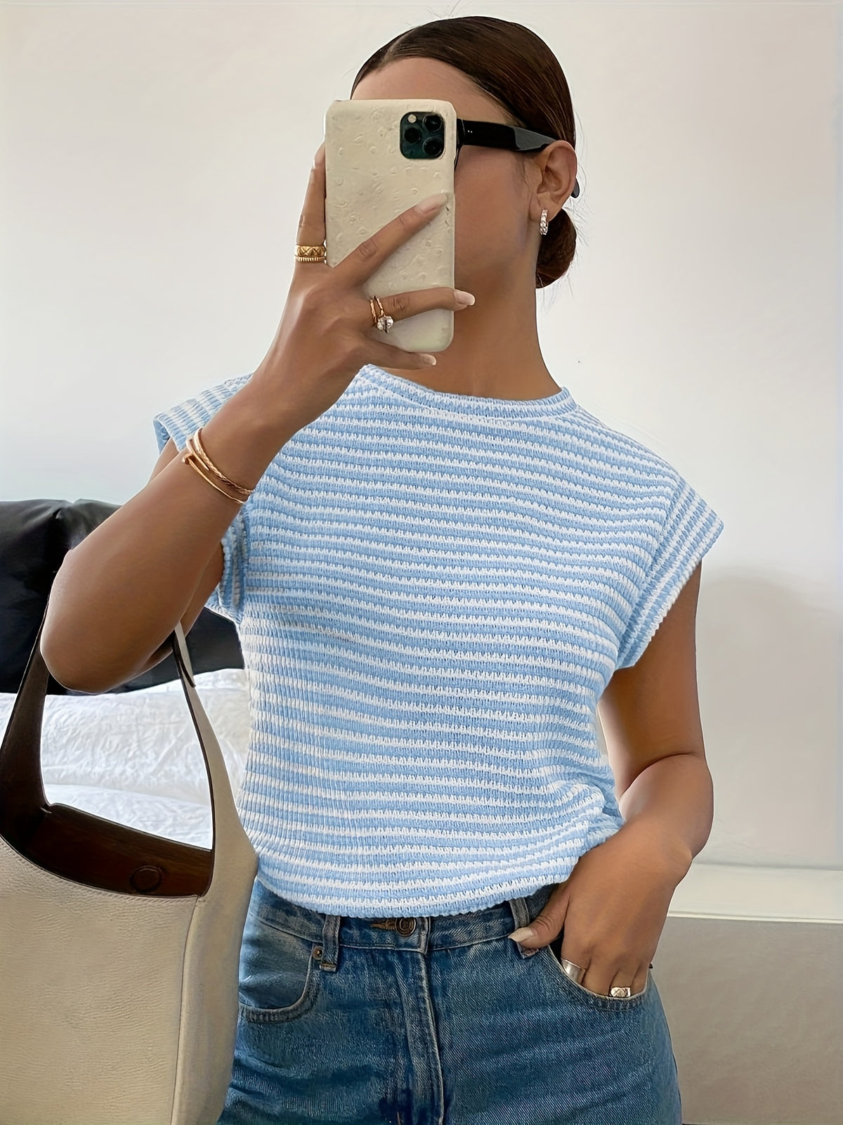 Fresh and Stylish Women's T-Shirt - Light Blue