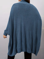 Plus Size, Plus Size Women's Batwing Sleeve Solid Open Front Cardigan - Blue