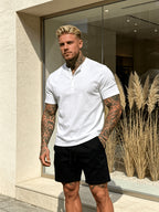 Summer New Fashion Athletic Button-Up Men'S Top Short Sleeve Autumn Casual Comfortable Trendy All-Match Style - White