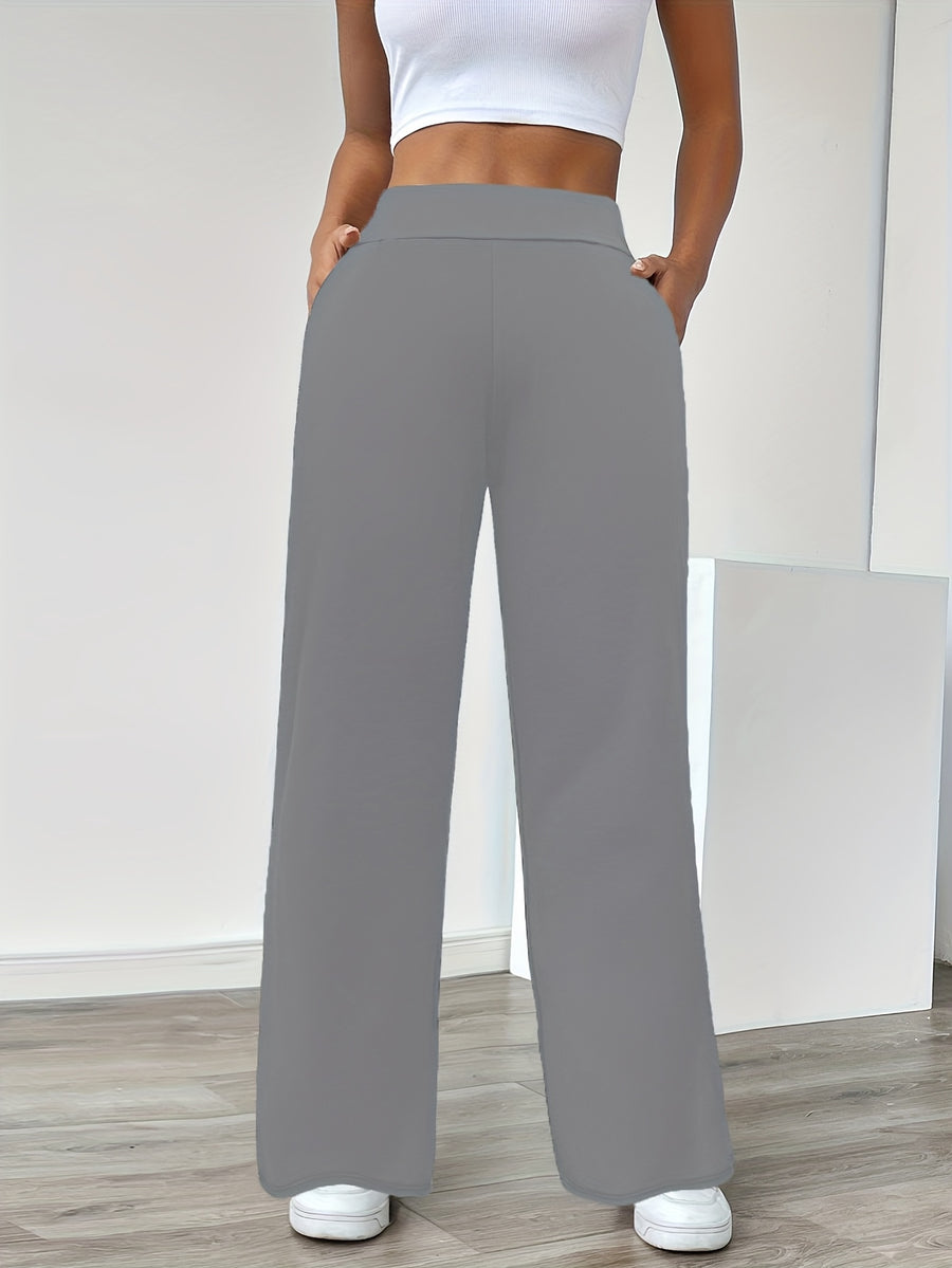 In-Stock Versatile Solid Color Stretch Straight-Leg Trousers - Grey