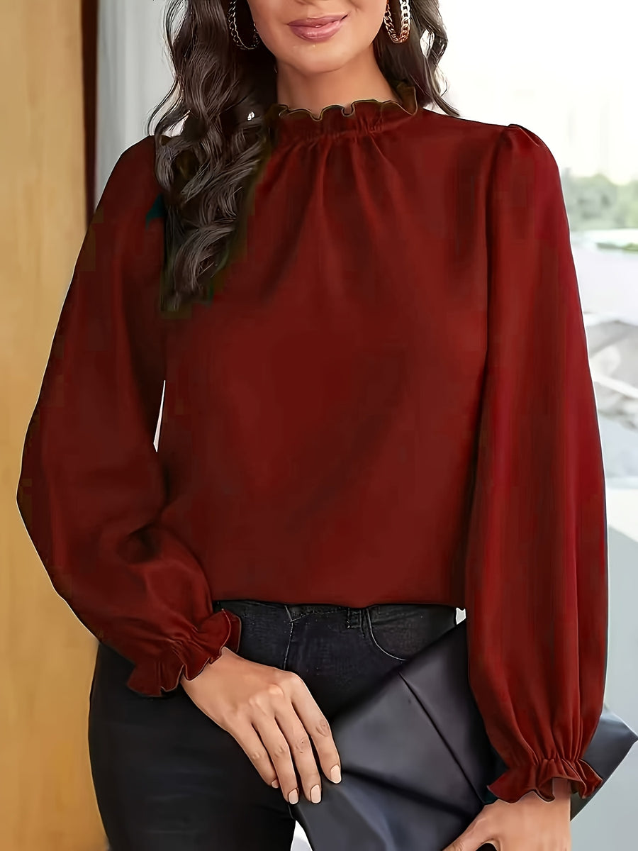New Elegant Solid Color Fashion Shirts for Women in Spring And Summer - Burgundy