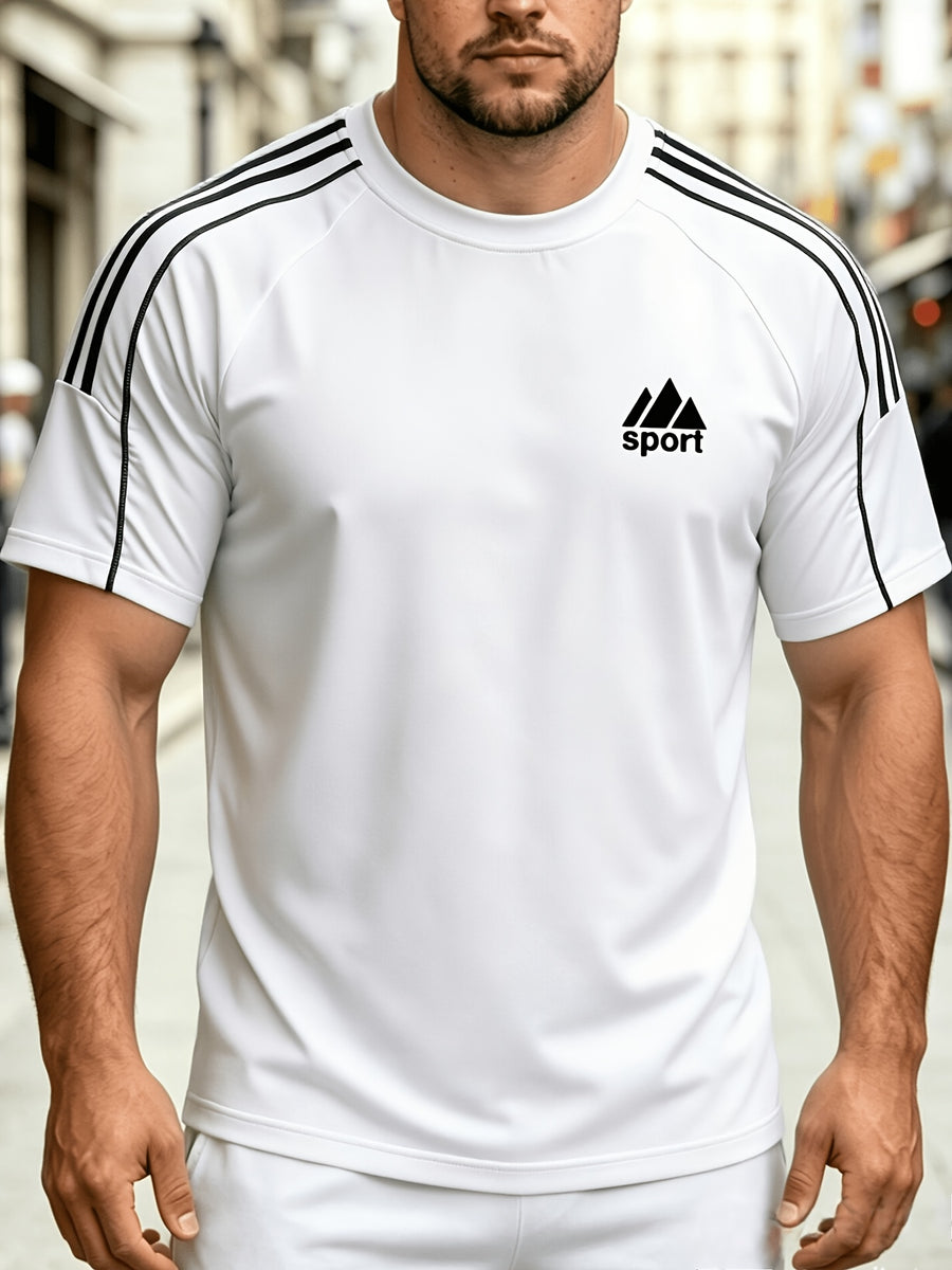 Spring and Autumn Thin, Quick-drying, Solid-color Knitted Printed Short-sleeved T-shirt, Casual Sports, Simple, Breathable and Comfortable, Home Daily All-match Tops - White