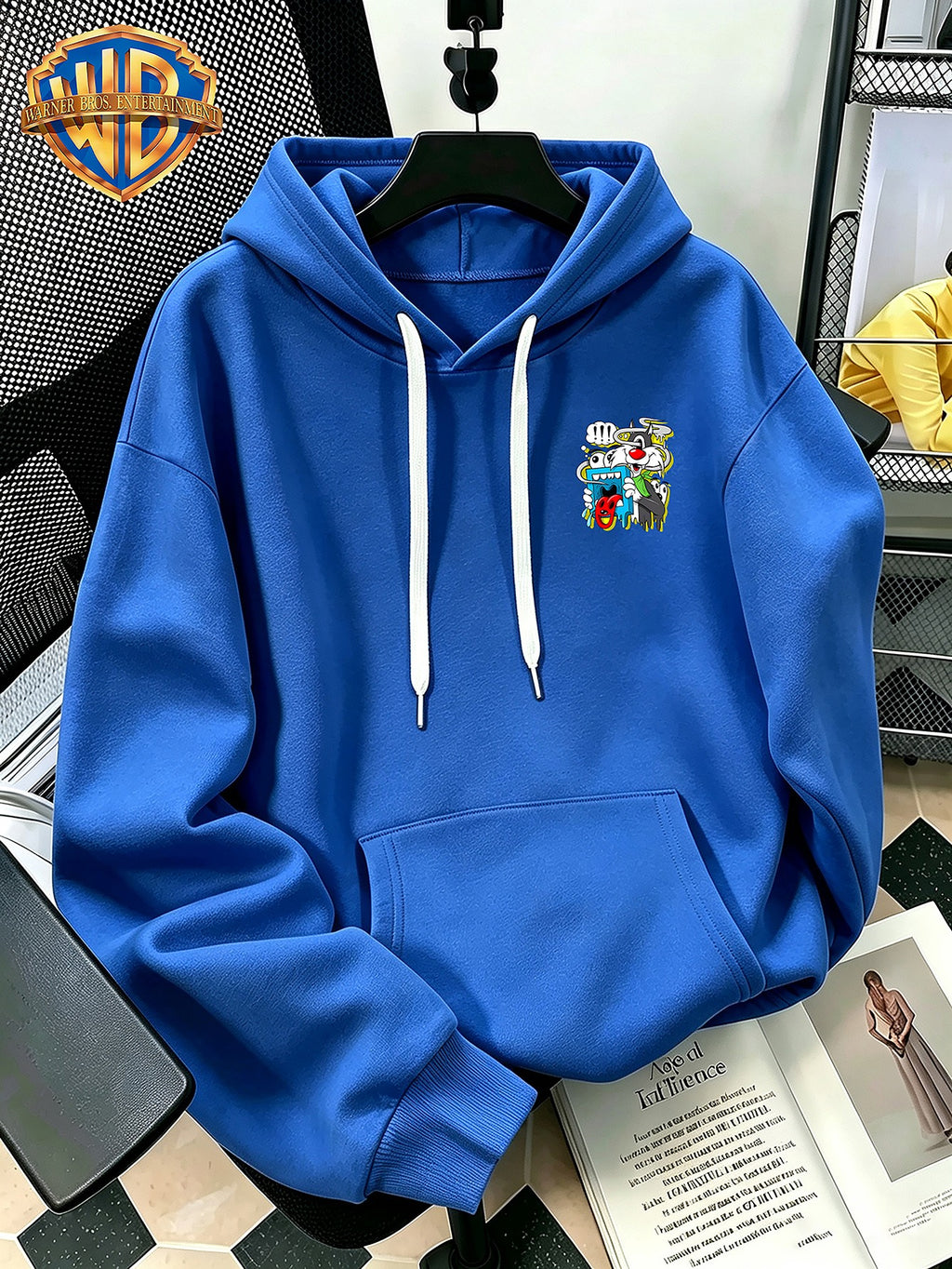 Halloween/Back to School/Date Night/Father'S Day Gift Choice - Sassy Cat Trendy Graffiti Double-Sided Print Hoodie - Men'S Essential with Pockets And Drawstring Hood, Ideal for Warmth, Perfect for Casual Wear Or Outdoor Activities - Unisex - Peacock Blue
