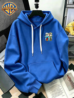 Halloween/Back to School/Date Night/Father'S Day Gift Choice - Sassy Cat Trendy Graffiti Double-Sided Print Hoodie - Men'S Essential with Pockets And Drawstring Hood, Ideal for Warmth, Perfect for Casual Wear Or Outdoor Activities - Unisex - Peacock Blue