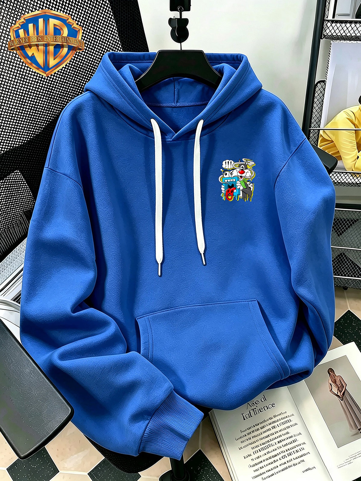 Halloween/Back to School/Date Night/Father'S Day Gift Choice - Sassy Cat Trendy Graffiti Double-Sided Print Hoodie - Men'S Essential with Pockets And Drawstring Hood, Ideal for Warmth, Perfect for Casual Wear Or Outdoor Activities - Unisex - Peacock Blue