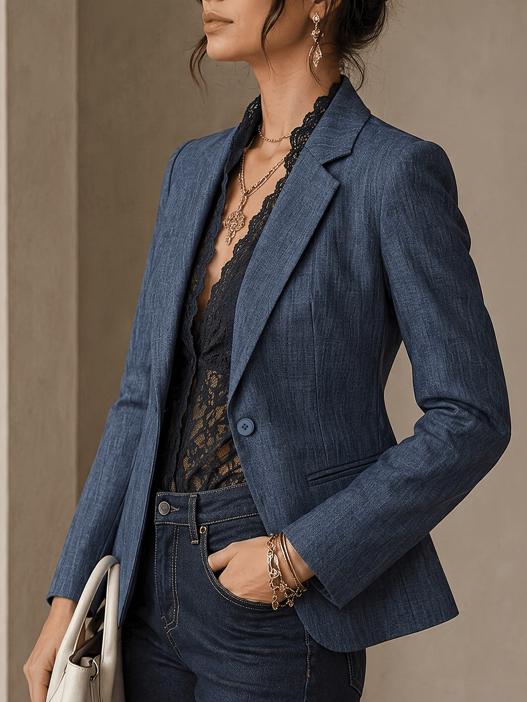 Relaxed Casual Suit, Single-Button Commuter Versatile Jacket - Blue