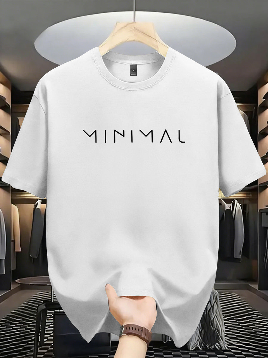 Men's New 100% Cotton T-Shirt with MINIMAL Print, Comfortable, Soft, and Breathable for Summer Casual Daily Wear - White