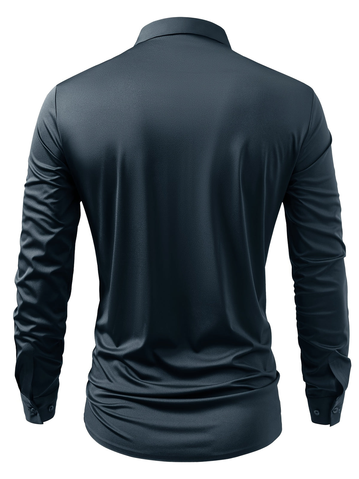 2pcs Set of Seamless Pressure Adhesive High-Elasticity Non-Iron Men'S Dress Shirt Long Sleeve Business Casual Formal Top, Material 88% Polyester 12% Spandex, Fabric Weight 160G, Casual - Dark Green + Dark Green