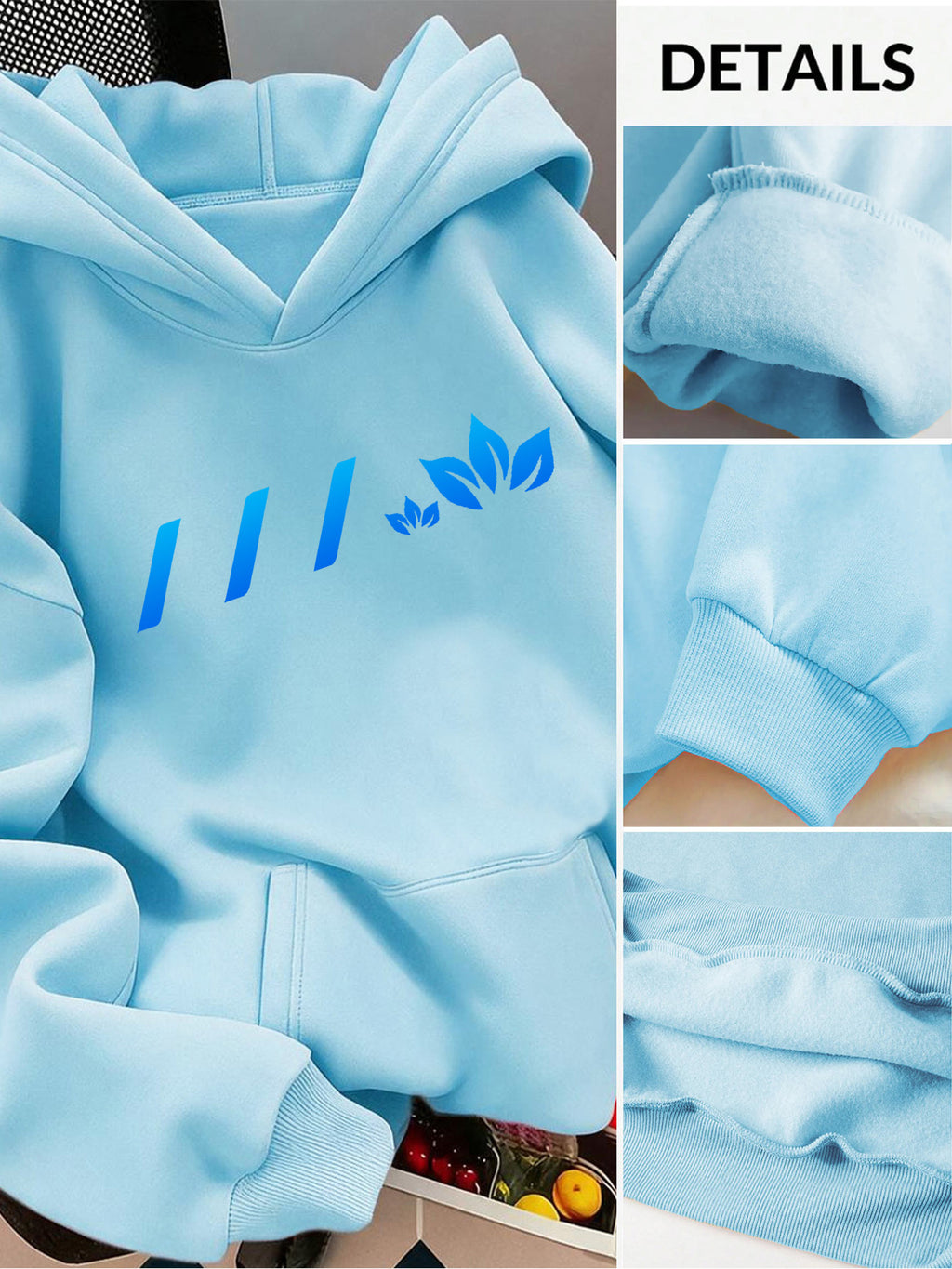 2pcs Value Pack: Stylish and Elegant Y2K Style Sportswear for Women, Suitable for Spring, Autumn, and Winter. Includes a -Lined Hooded Sweatshirt and -Lined Jogger Pants. This 2pcs Set Is Ideal for Indoor and Outdoor Wear, Featuring a Casual - Sky Blue+Black
