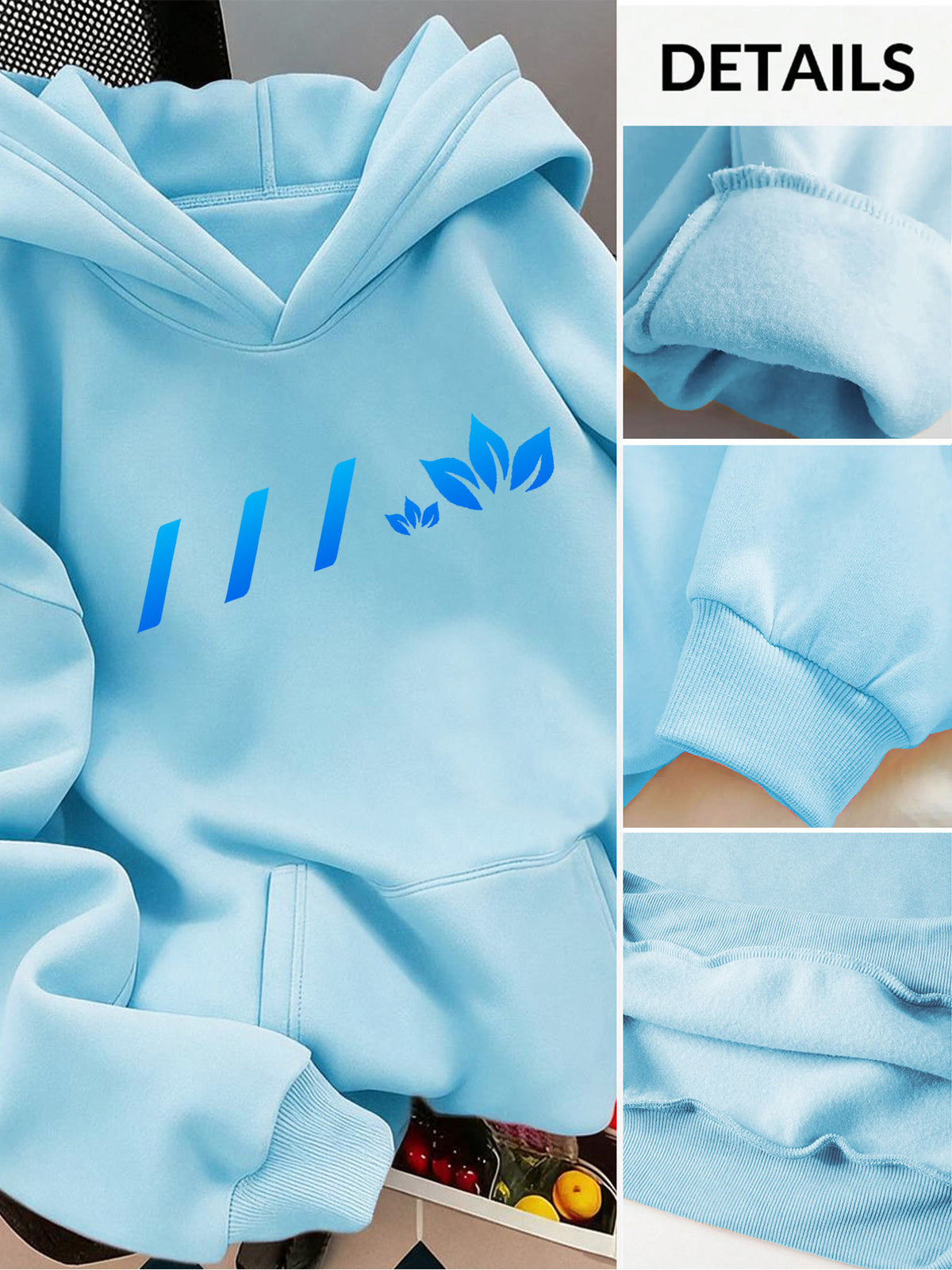 2pcs Value Pack: Stylish and Elegant Y2K Style Sportswear for Women, Suitable for Spring, Autumn, and Winter. Includes a -Lined Hooded Sweatshirt and -Lined Jogger Pants. This 2pcs Set Is Ideal for Indoor and Outdoor Wear, Featuring a Casual - Sky Blue+Black