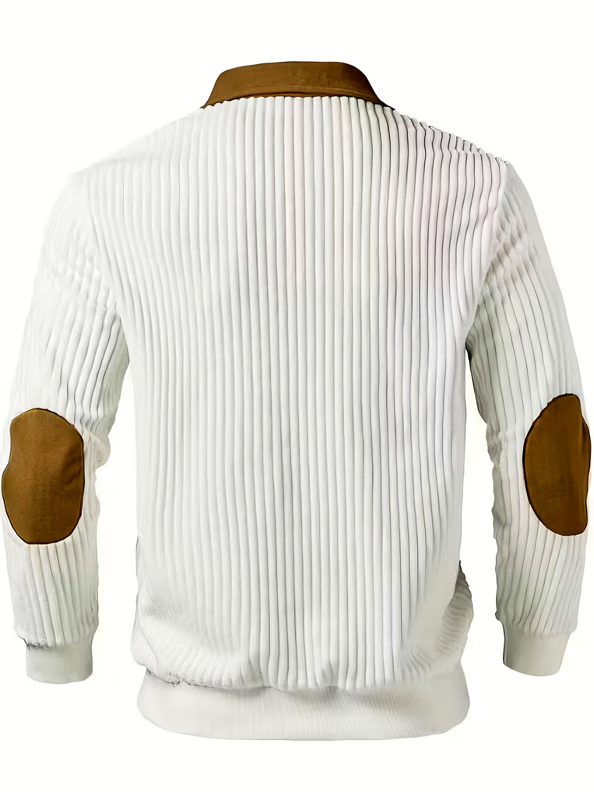 Men'S Stylish Polo Shirt with a Half-Zip And Color-Blocked Long Sleeves, Perfect for Everyday Outings And Home Wear - White