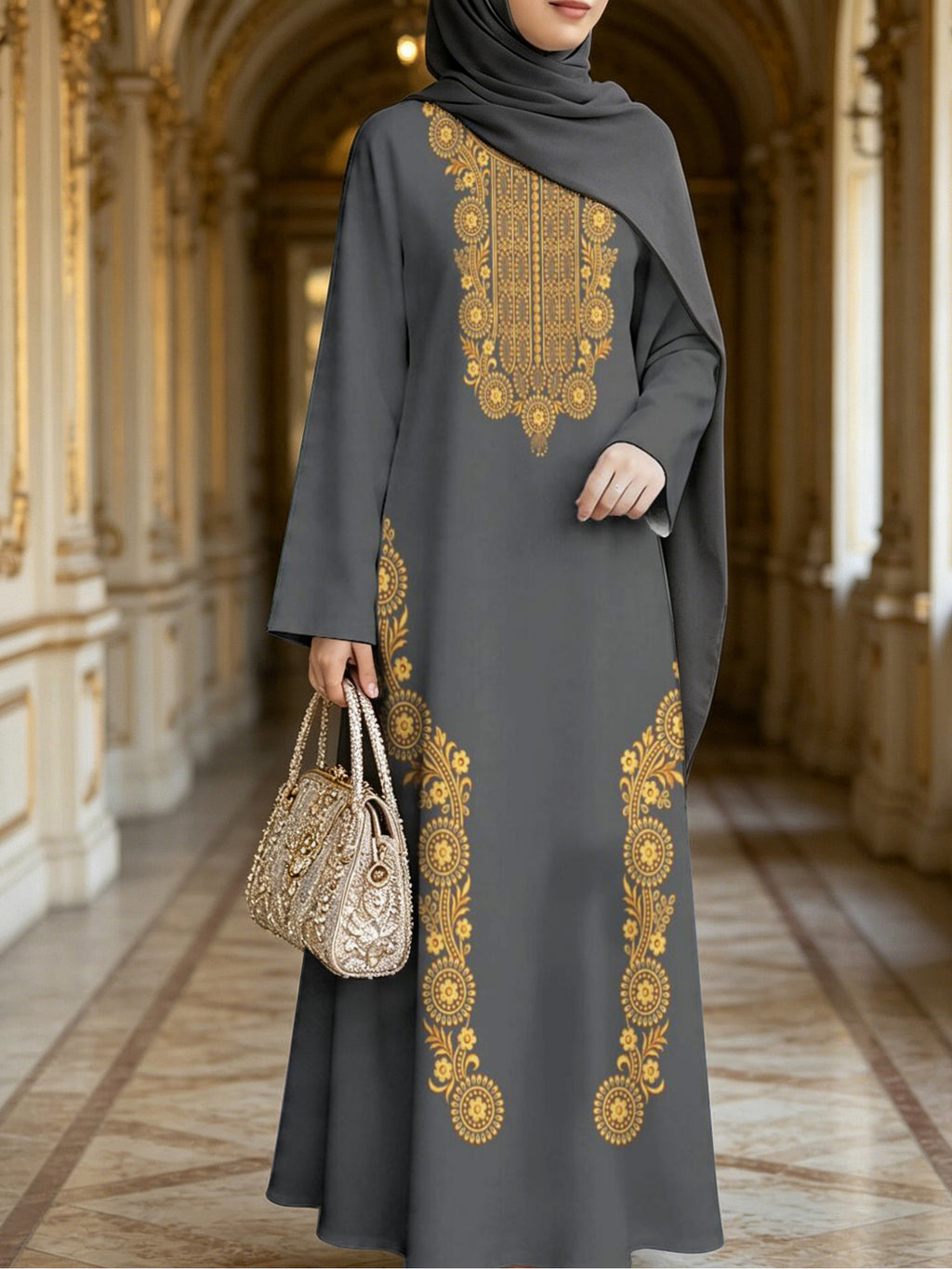 Hot Muslim Women'S Wear Arrives Women'S Dress Classic Loose Fit Middle Eastern Traditional Robe Wealthy Muslim Long Skirt Long Abaya Restoring The Essence of Middle Eastern Traditional Robe, an Elegant Long Dress Suitable for Prayer, Commuting - Mixed Color D