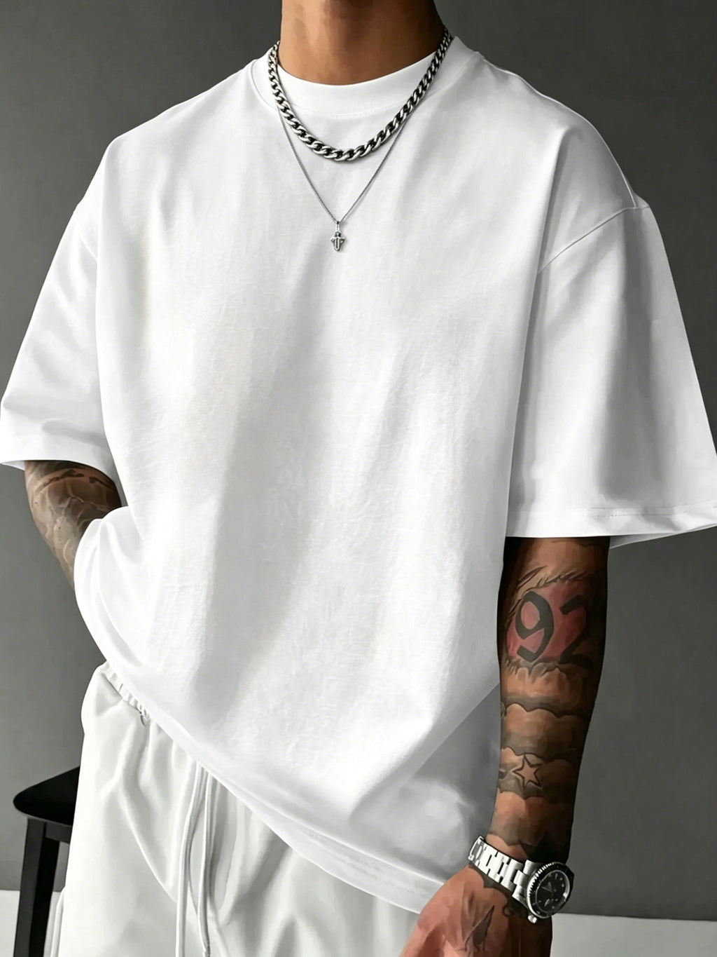 Men's 100% Pure Cotton T-Shirt, Ramen Wave Print, Comfortable, Soft, and Breathable, for Spring/Summer Casual Daily Wear - White