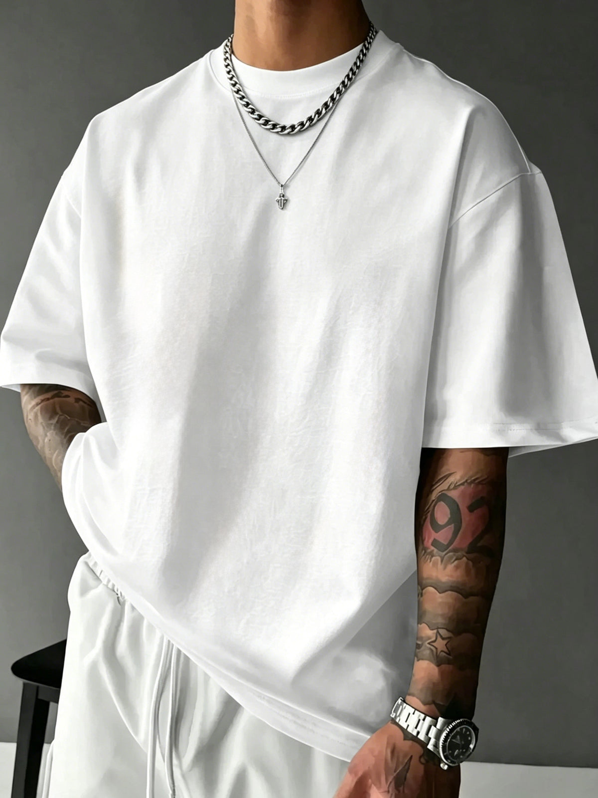 Men's 100% Pure Cotton T-Shirt, Ramen Wave Print, Comfortable, Soft, and Breathable, for Spring/Summer Casual Daily Wear - White