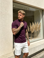 Summer New Fashion Athletic Button-Up Men'S Top Short Sleeve Autumn Casual Comfortable Trendy All-Match Style - Violet
