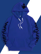 Warner Official Men'S Hoodie, Black And White Thread Draft Double Ponytail Quinn Hardcore Comic Print Design, Machine Washable, Warm And Casual for Autumn And Winter, Daily Drawstring Hoodie, Multi-Functional Sports And Leisure Loose Fit - Blue