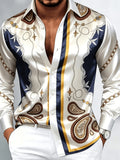 Elegant Formal Men'S Attire, Featuring a Luxurious Shirt And Retro Paisley Pattern Design, Making It a Statement of Fashion, Casual, All Season, Breathable, Button, Regular Fit, Lapel, Short Sleeve, Multicolor - Mixed colors