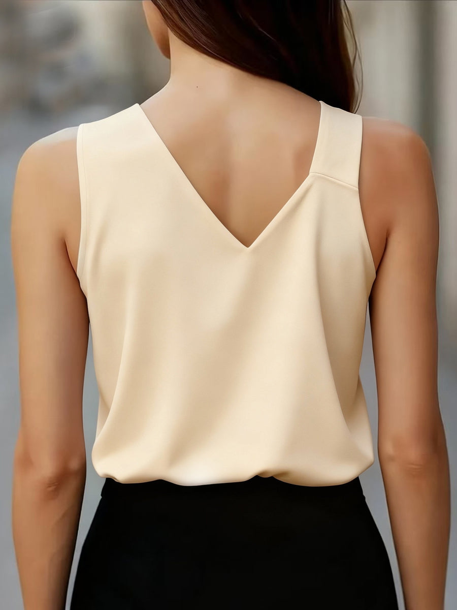 Women's Asymmetrical Spaghetti Strap Tank Top - Apricot