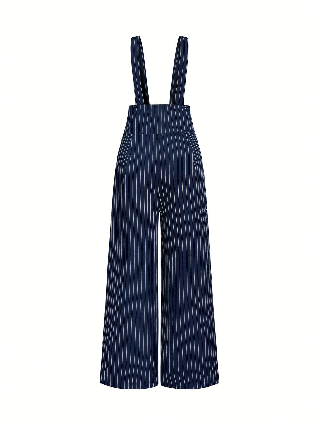 ASD1 New Striped French Elegant Fashion Design High-Waist Straight Wide Loose Casual Daily Versatile Women'S Jumpsuit - Blue And White