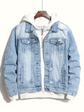 Men's Slim-fit Cotton Jacket, Men's Denim Jacket, Without T-shirt - Bright Steel Blue
