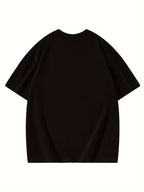 Women's Oversized T-Shirt - Loose Fit Short Sleeve Top with Letter '' Print, Round Neck Casual Summer Blouse for Spring Summer Fall, Breathable Casual Attire (Hand Washable) - Black