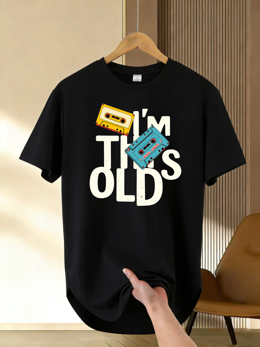Men'S Longline T-Shirt with Trendy Street Style, Soft And Breathable, 100% Polyester, Bold Colorful Printed Design, Crew Neck, Short-Sleeve Summer Shirt, T-Shirt - Black