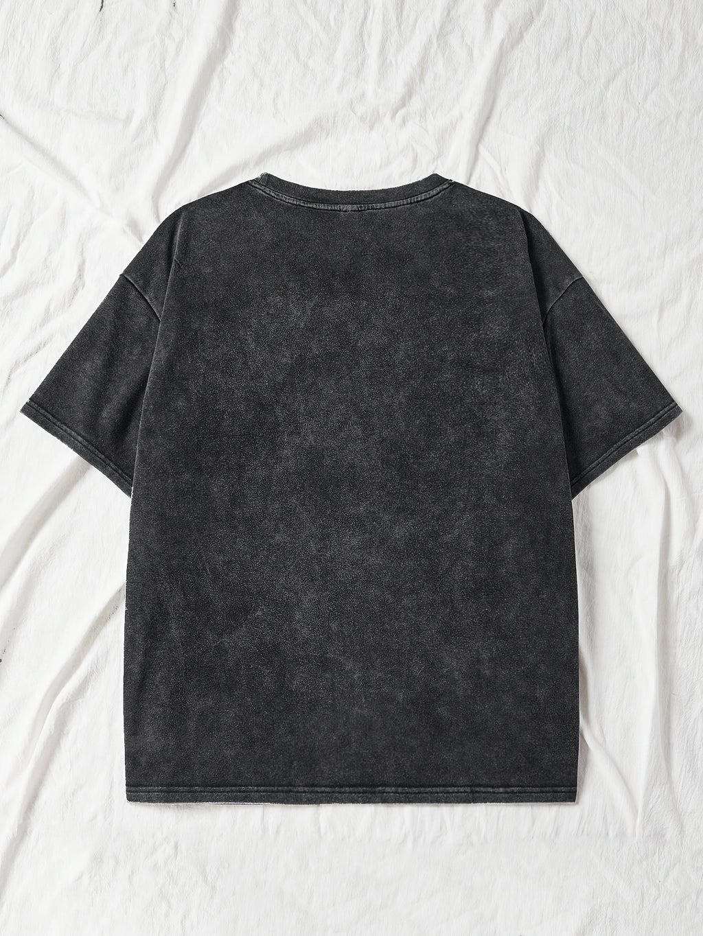 Plus Size - Plus Size - Plus Size Daisy Print Crew Neck Short Sleeve Retro Casual Everyday Washed T-Shirt Top | Slight Stretch Fabric, Summer Season - Black