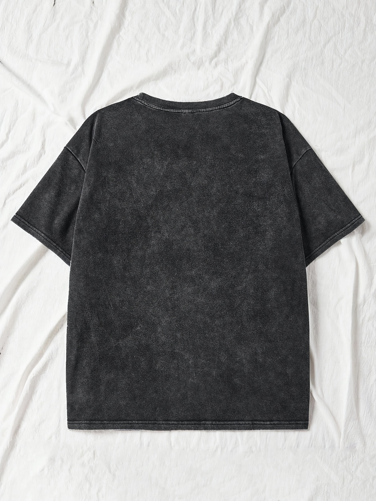 Plus Size - Plus Size - Plus Size Daisy Print Crew Neck Short Sleeve Retro Casual Everyday Washed T-Shirt Top | Slight Stretch Fabric, Summer Season - Black