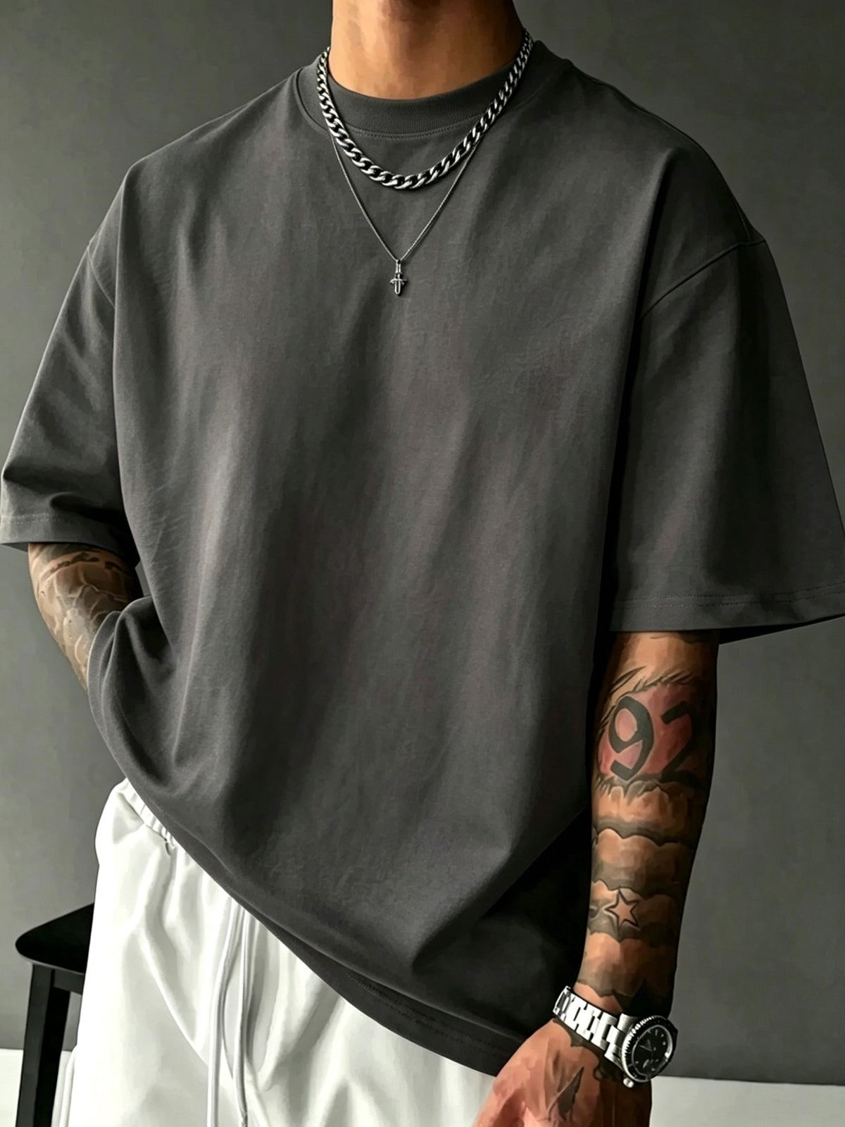 New Men'S 100% T-Shirt with I, TOLD, CHATGPT, ABOUT Print, Spring/Autumn Casual Comfortable Breathable Daily Streetwear - Dark Gray