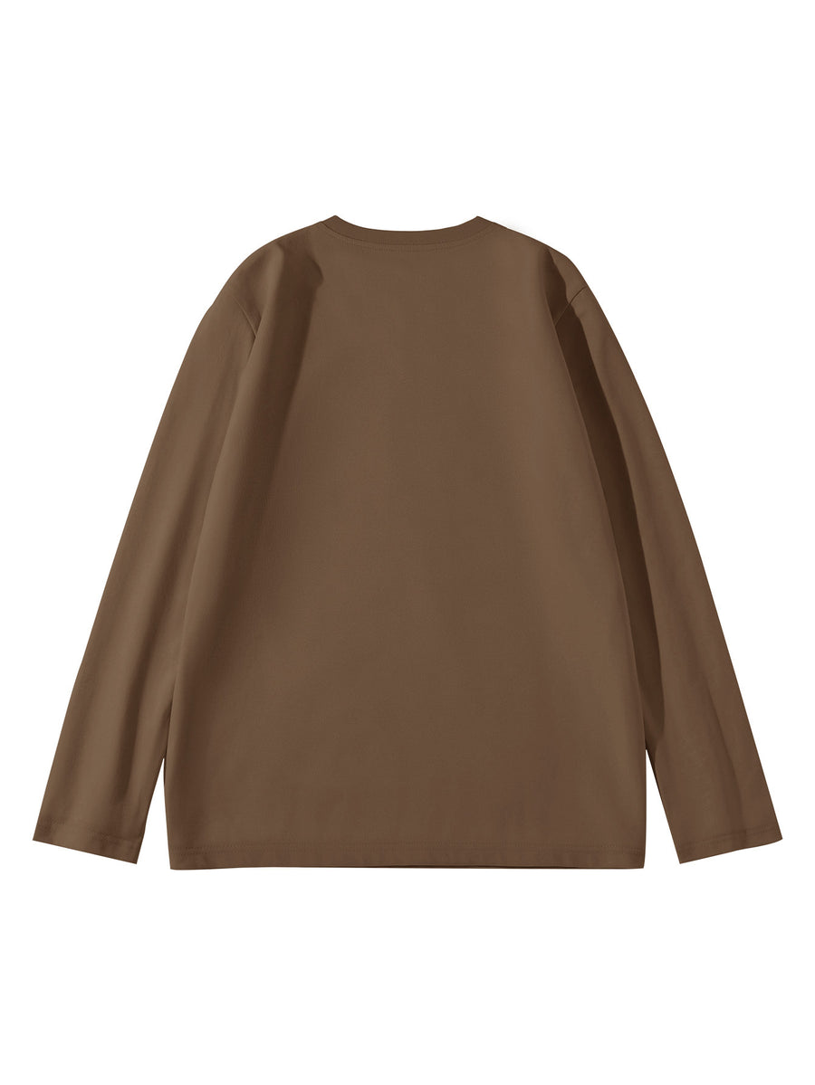Mùshān Snow Selected Paul Frank Pure Breathable Spring And Autumn Men'S Long Sleeve T-Shirt - Coffee
