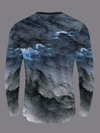 Men'S Round Neck Long Sleeve T-Shirt 3pcs Set Casual Comfortable Home Wear Top Men'S Autumn 3pcs Set [Print Design - No Texture] - Mixed colors