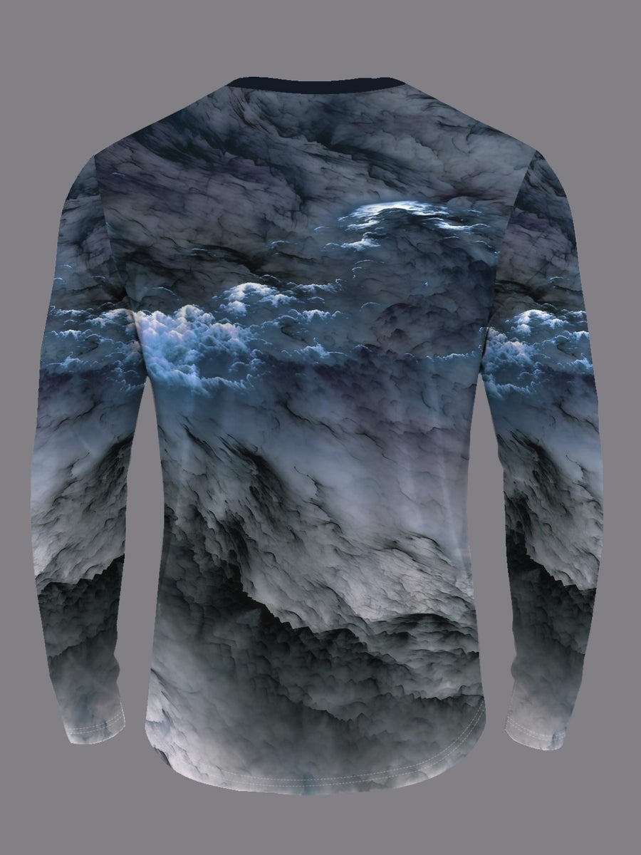 Men'S Round Neck Long Sleeve T-Shirt 3pcs Set Casual Comfortable Home Wear Top Men'S Autumn 3pcs Set [Print Design - No Texture] - Mixed colors