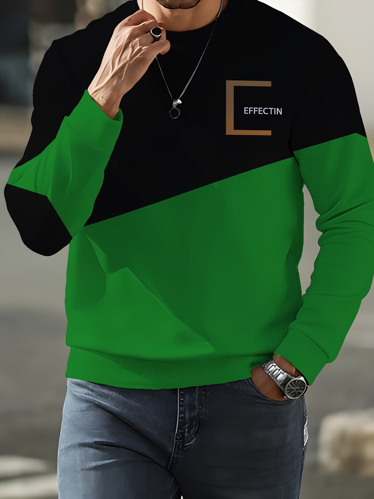 Men's Crew Neck Sweatshirt, Trendy Brand Fashion, Long Sleeve, Fall/Winter 2026, New Arrival, Premium Crew Neck Sweatshirt - Mixed Color 4
