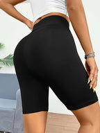 Women'S High-Waist Elastic Shorts, Suitable For, Cycling, And Other, Stretchy And Comfortable, Machine Washable - Black