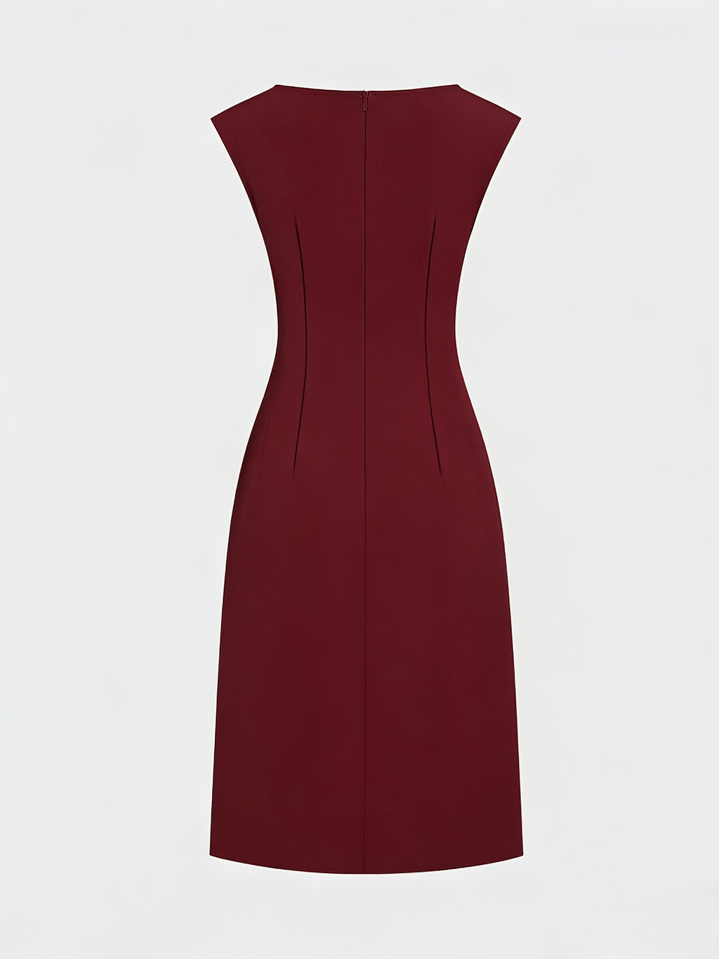 Spring-Summer Pleated Asymmetrical Elegant Design Women's Dress Gown - Burgundy