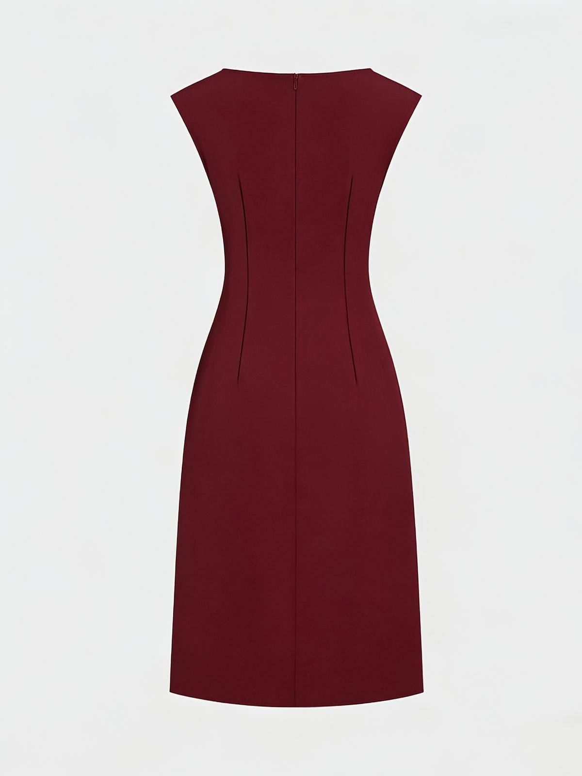 Spring-Summer Pleated Asymmetrical Elegant Design Women's Dress Gown - Burgundy