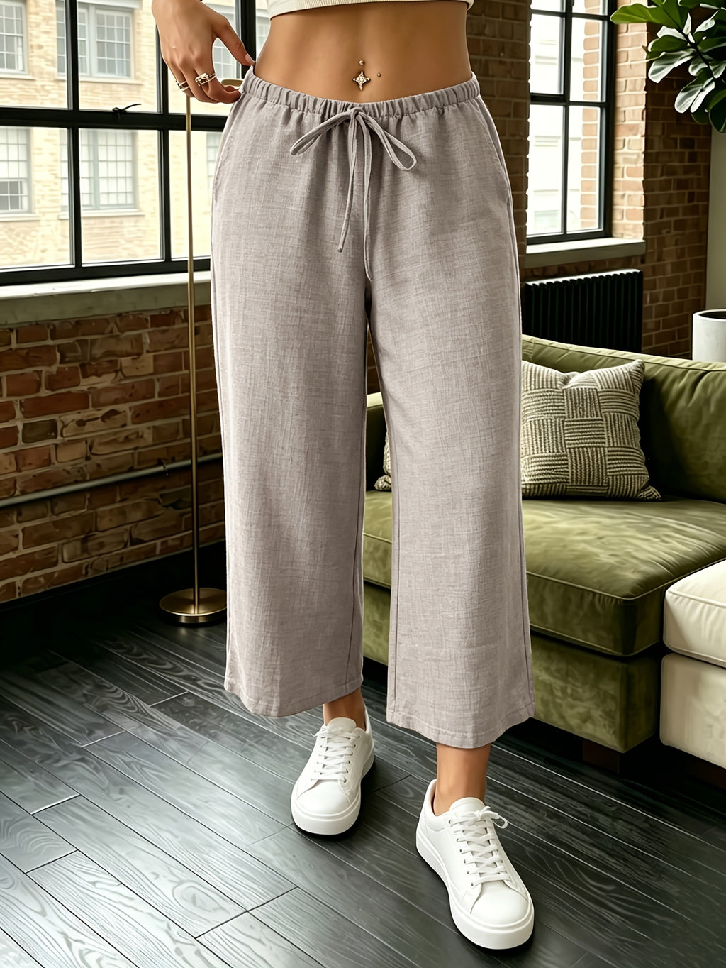 2pcs Women's Quick-Dry Compression Capri Pants - Full-Length Suitable for,, & Casual Wear, Pocketed Leggings, Machine Washable Solid Color Pants for Year-Round and Everyday Use - Black Khaki Exquisite Linen Hemp