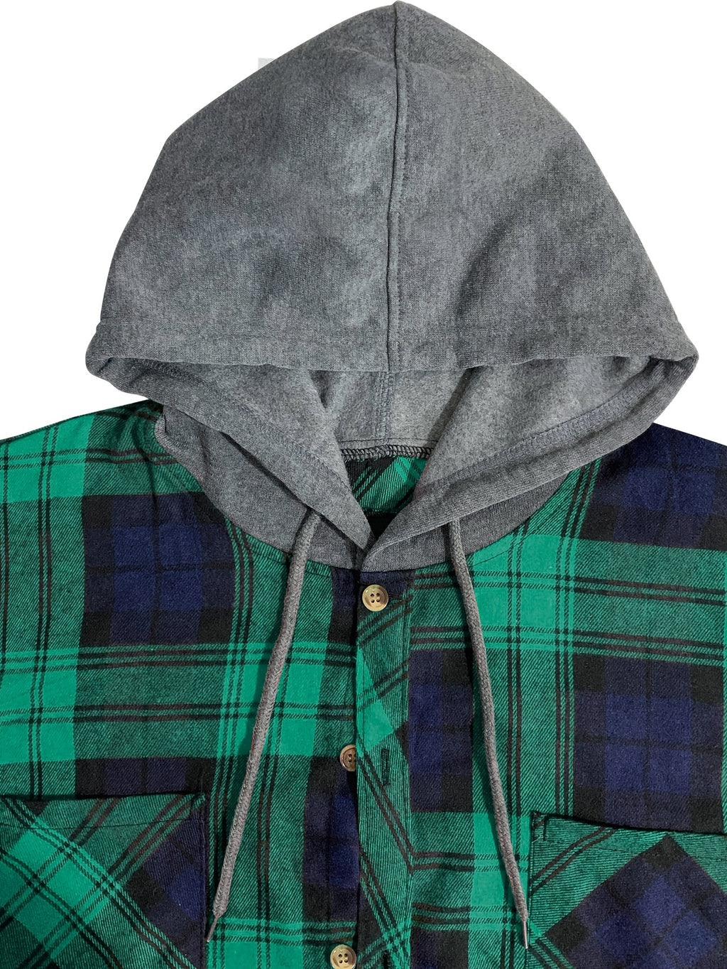 Men'S Plaid Hoodie Fashion Hoodie Fleece Shirt Price Long Sleeve Casual Button-Up Hoodie, Autumn Essentials - Green Navy Blue A3