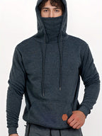 Sports And Fitness Casual Hoodie, European And American Style Autumn/Winter Men'S Hooded Long-Sleeve Fleece Hoodie Outdoor Casual Men'S Face Mask Hoodie Top - Dark Gray