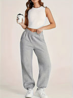 Women'S Casual Pants with Pockets, Loose-Fitting Joggers, Tapered Sweatpants, Women'S Trousers - Light Grey