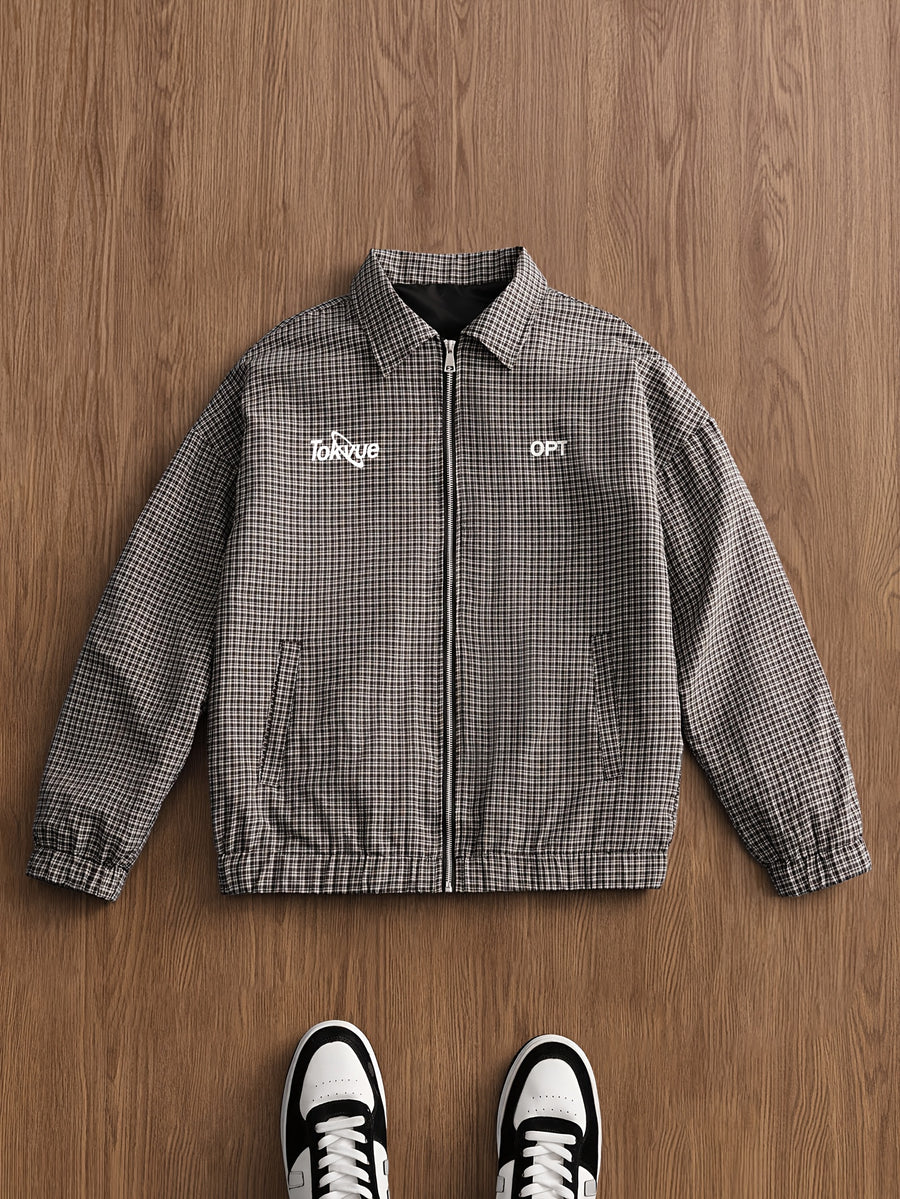 Men's Vintage Plaid Lapel Jacket, a Versatile Shirt-collar Outerwear for Daily Casual Wear in Spring and Autumn, Suitable for Everyday Work Settings, a Harrington Style Lightweight Men's Casual Sport Jacket - Khaki