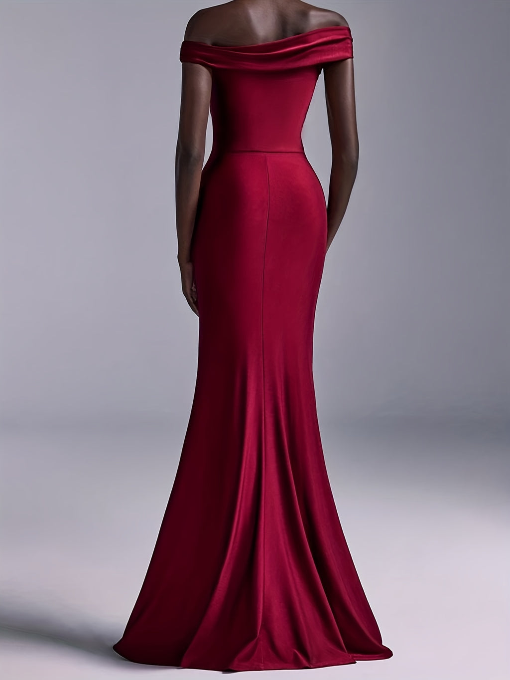 European And American Bridesmaid Dress New Temperament Fashion Elegant One-Shoulder Off-The-Shoulder Long Slim Suspender Skirt Party Dress Bachelorette Party Slim Engagement Dress 1pc - Burgundy