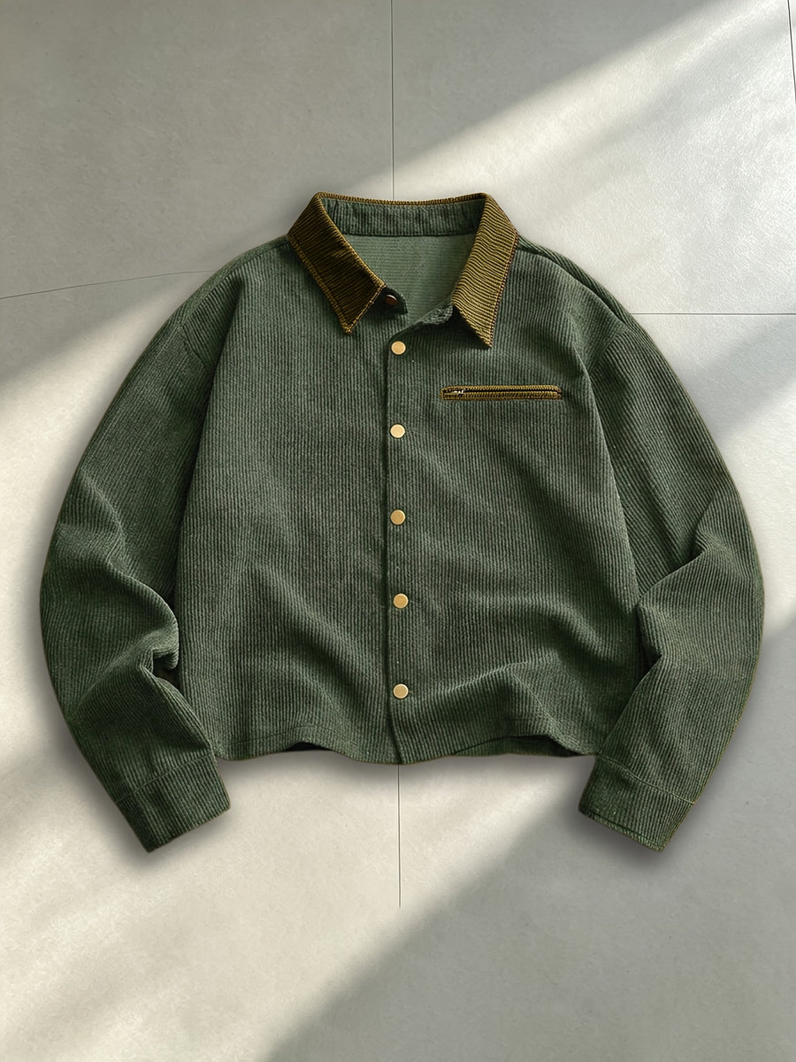 Men's New Autumn Loose Fit Drop Shoulder Long Sleeve Top for Daily Casual and Outdoor Sports Wear - Military Green