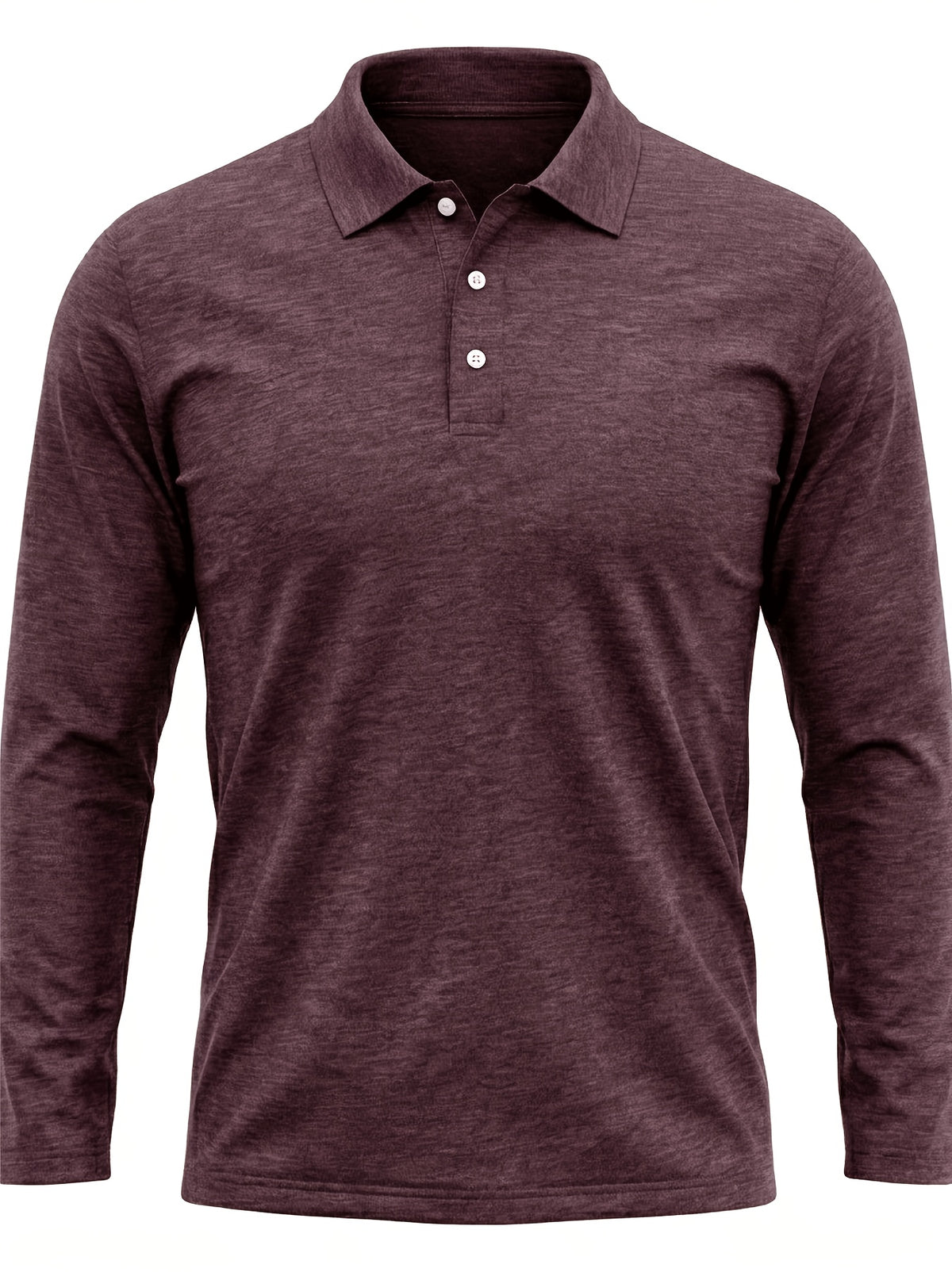 Spring/Autumn Men's Long-Sleeve T-Shirt, Men's Business Shirt, Open-Collar Lapel Color-Block Men's T-Shirt, Casual Party Wear, Suitable for Various Styling Combinations, Travel, Golf, Daily Wear, Suburban Outings, Family Trips, Parent-Teacher - Fuchsia