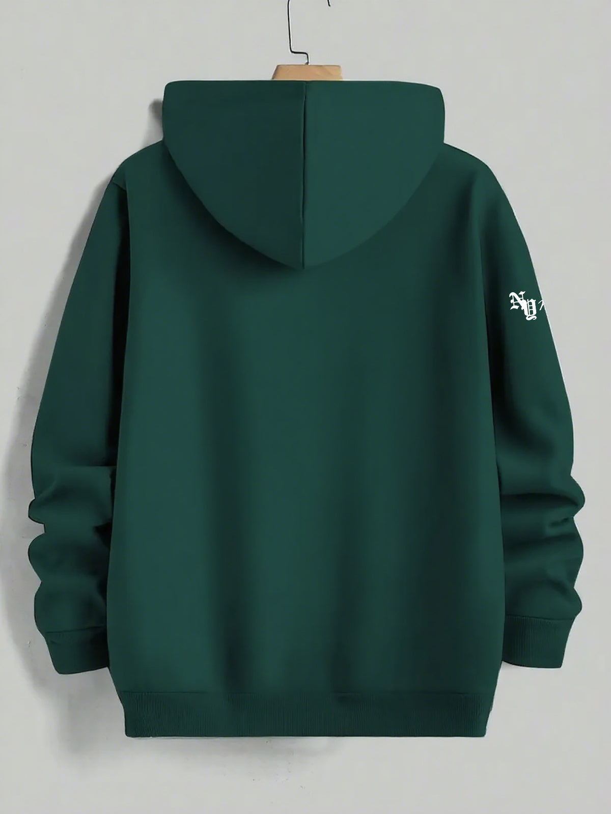 Men'S Casual Athletic Hoodie - American Street Style Loose Structured Hooded Sweatshirt with Pockets, Classic New York English Letter Print And Unique Patchwork Detail, Relaxed Pullover Design for Enhanced Mobility, Suitable for Outdoor Fitness - Green