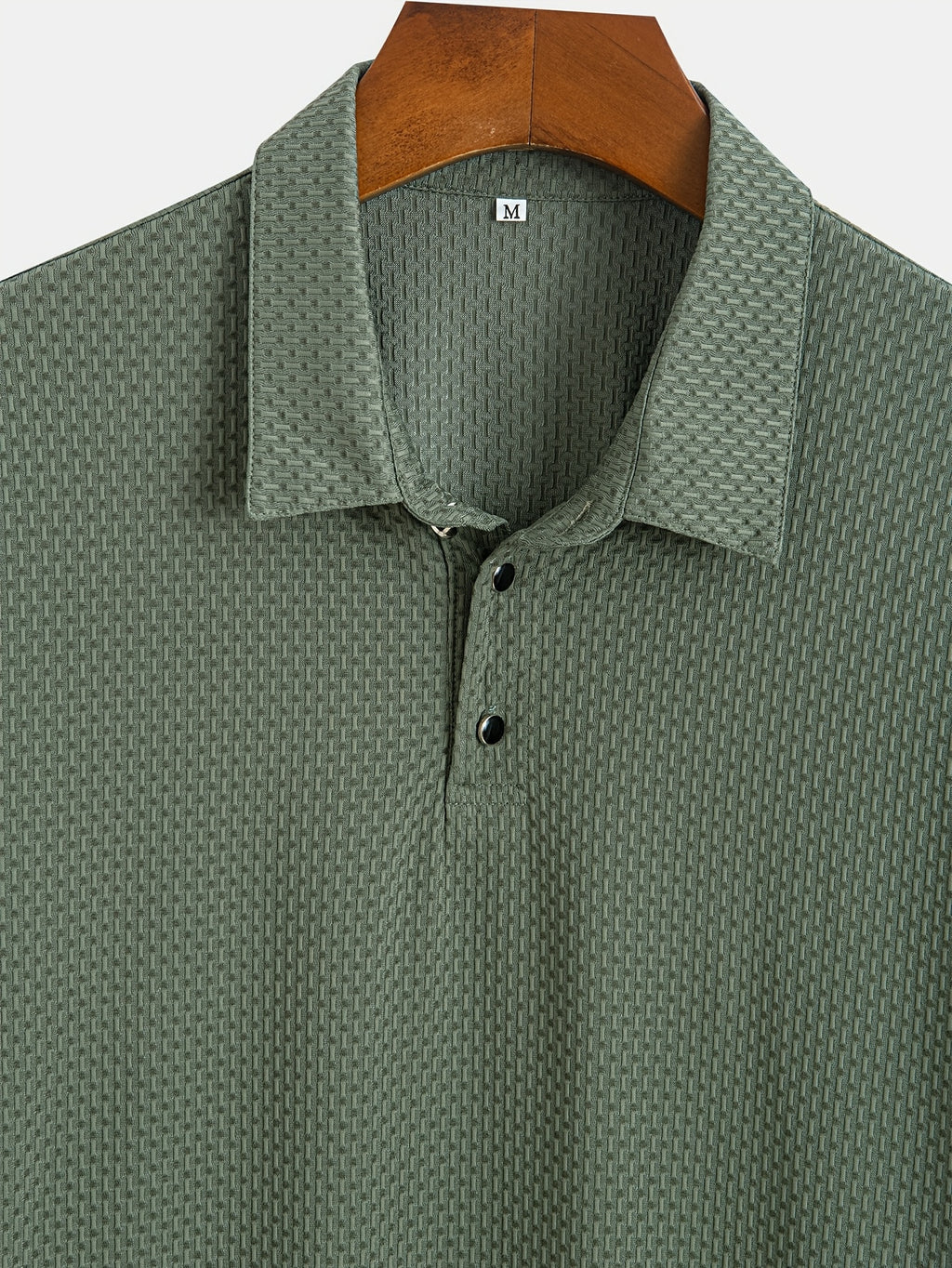 Men'S Solid Waffle Textured Polo Shirt, 3-Button Lapel Short Sleeve Breathable Casual Tee for Golf Business Beach Daily Summer Tops - Green