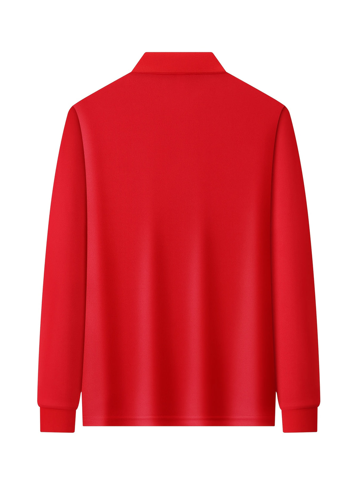 Fresh Solid Color Easy Lapel 3-Button Design Spring Autumn Casual Commute All-Match Men'S Long Sleeve POLO Shirt - Red