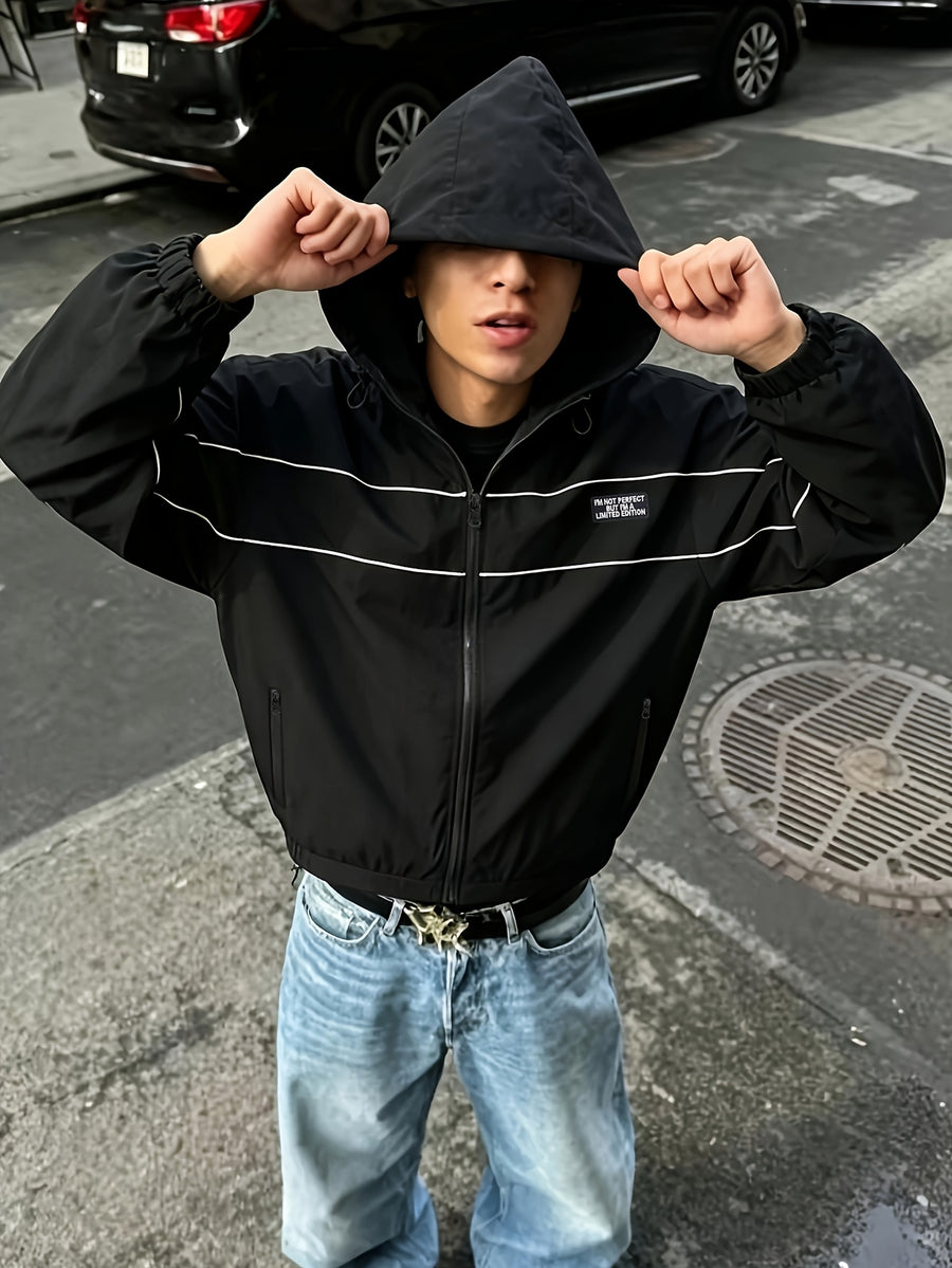 Men'S New Top Jacket All-Match Trendy Comfortable Outdoor Sports Travel High Street Fashion Easy Good-Looking Loose Jacket - Black