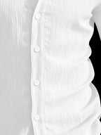 Henley Shirt 2026 Spring/Summer Men's New Apparel Men's T-Shirt Henley Shirt Stand Collar Shirt -  Product, Casual Fashion Unique Design, Plaid Button- Textured Shirt, Suitable for Pool, Outdoor Vacation, Travel, Seaside Beachwear, 1pc Outfit - White
