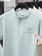 Katemar CRRTMARO New Summer Men's Short Sleeve Simple Business Casual High-End Breathable Half-Sleeve T-Shirt Men's Clothing QQ - Light Green